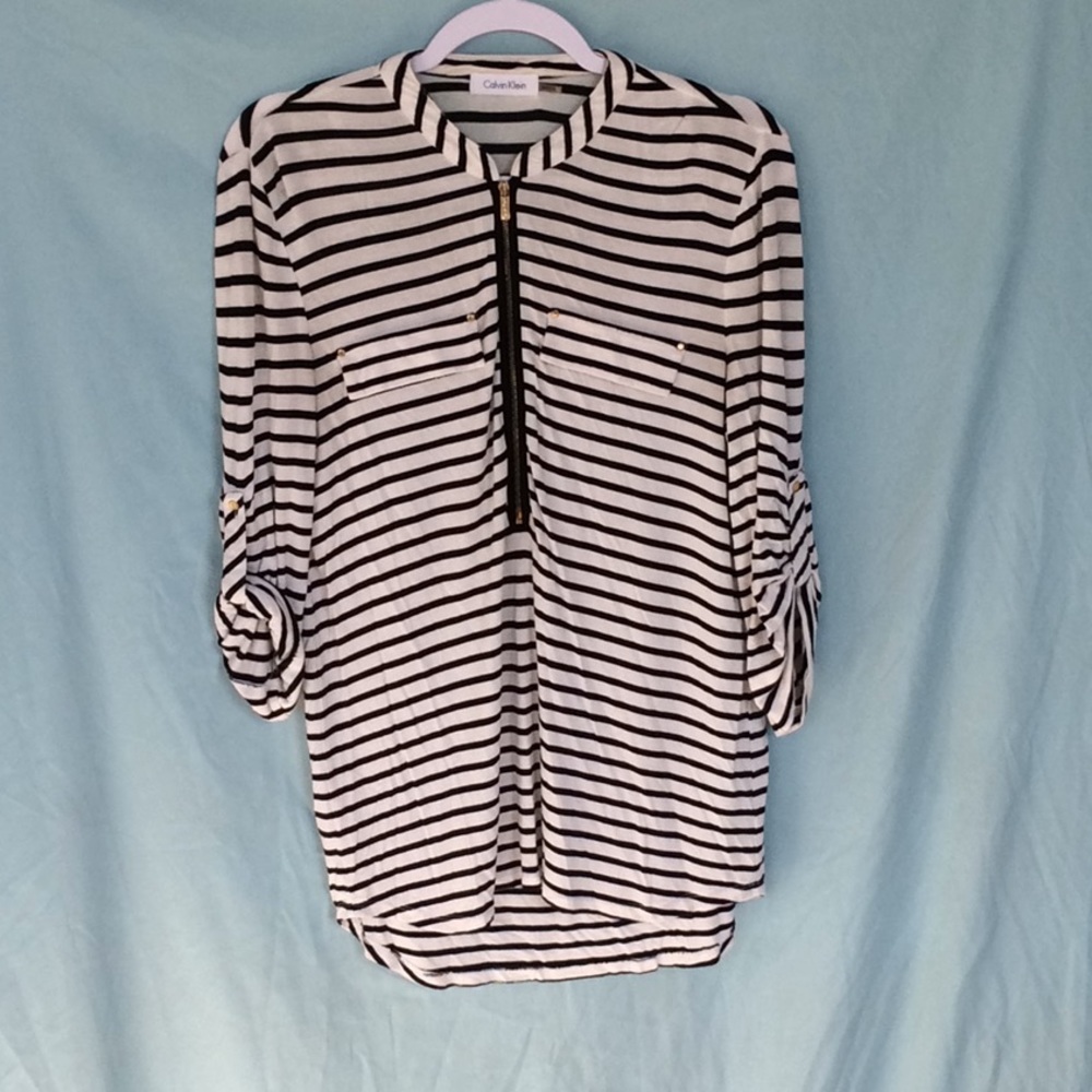 Calvin Klein Black & White Striped Shirt, Size M